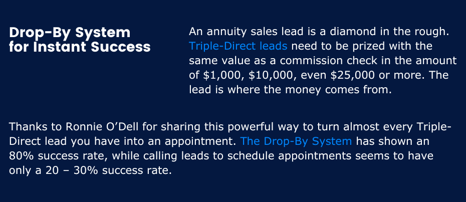 annuity sales leads, drop by system, free leads